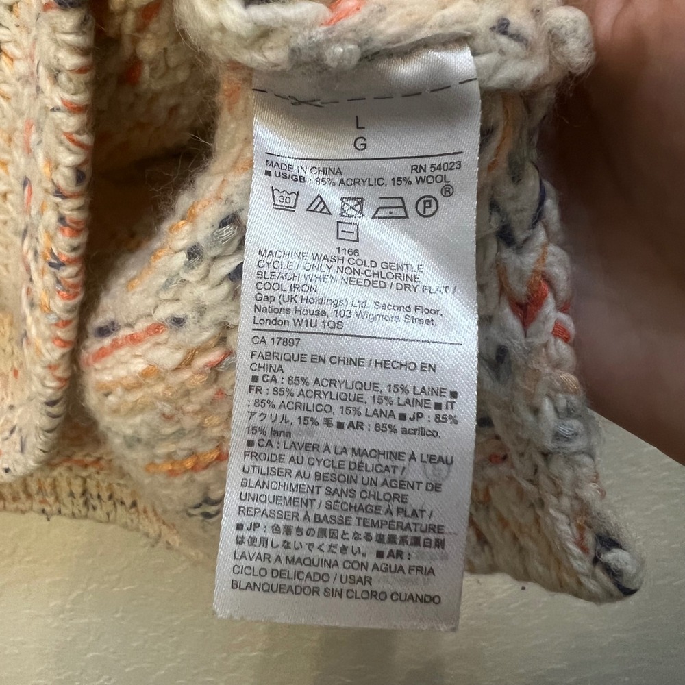 Gap Womens Large Space Dye Chunky Knit Sweater Multi Color Wool Blend Crewneck - Picture 6 of 6